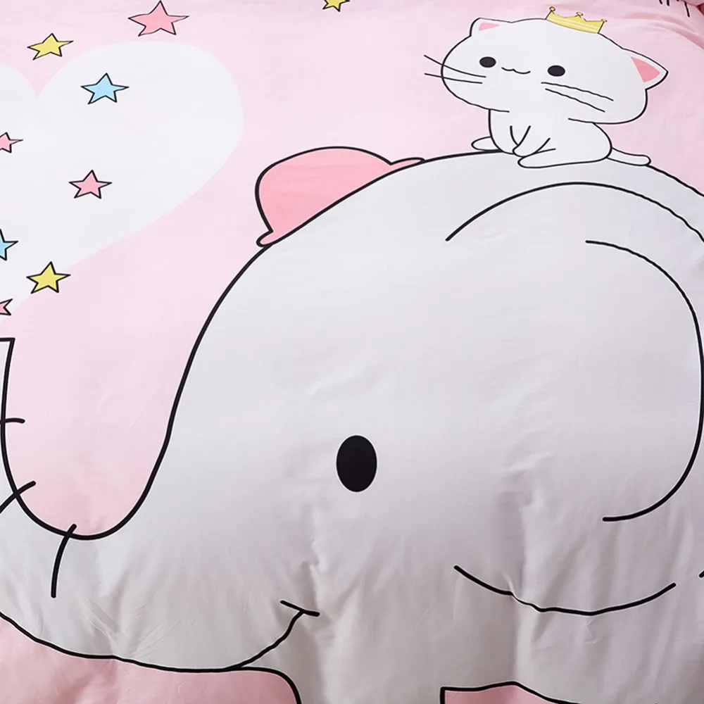 Svetanya розовый слон постельное белье Чистая хлопковая одно-, двуспальная королева размер постельное белье