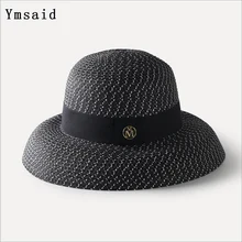 Новое поступление Летняя модная соломенная шляпа с буквой М для женщин с широкими полями Панама соломенная Фетровая Шляпа Пляжная для путешествий солнцезащитные шляпы