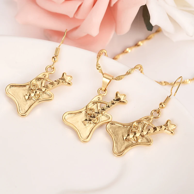 Gold Coco Pixar Necklace Guitar Pendant earrings Handmade Chain Cartoon Anime party Jewelry set for women dropship gift | Украшения и