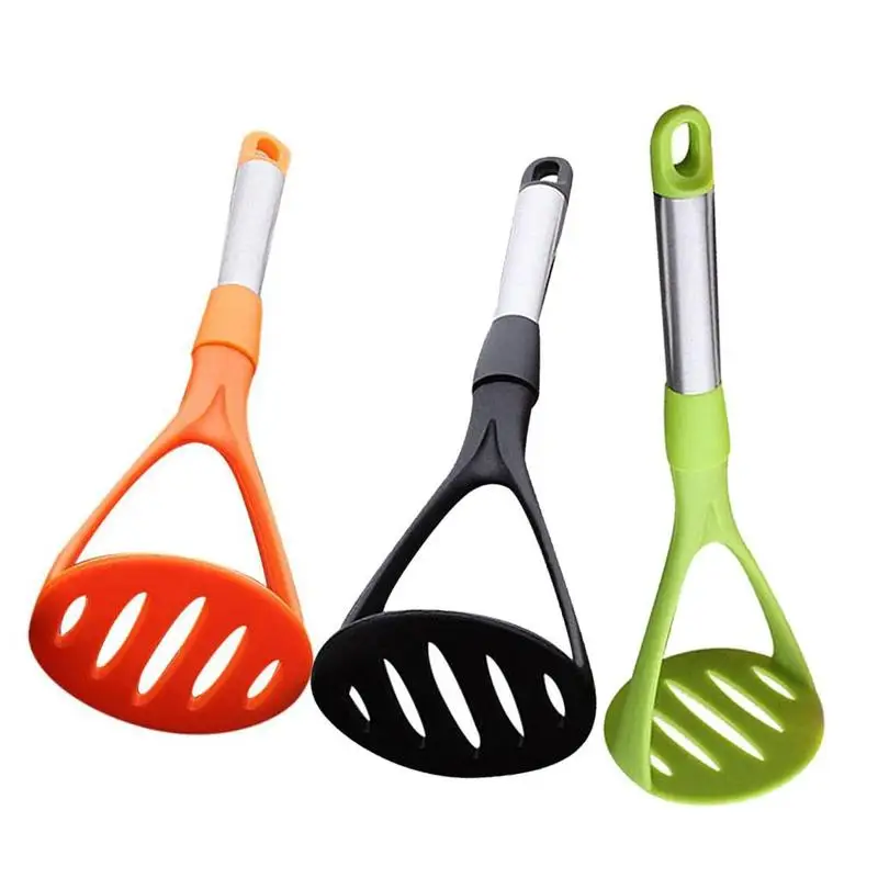 Stainless Steel Pp Plastic Potato Masher With Broad Mashing Plate For