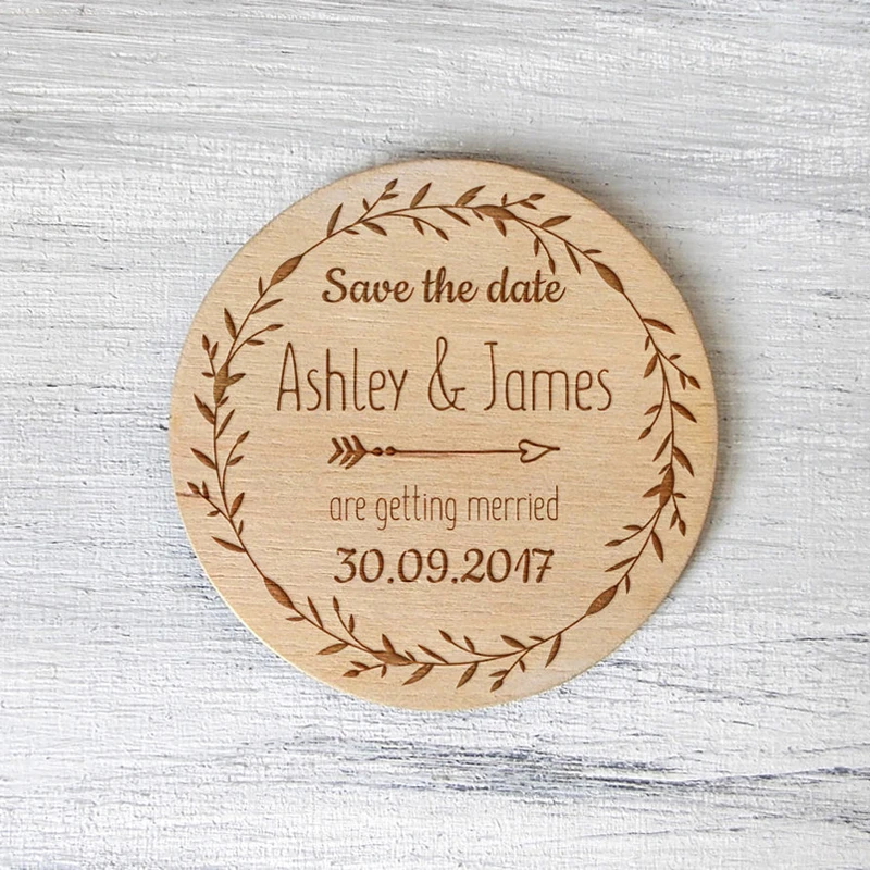 素朴な結婚式の発表 結婚式の招待状 日付を保存するマグネット 結婚式の装飾 パーティーの助け Aliexpress