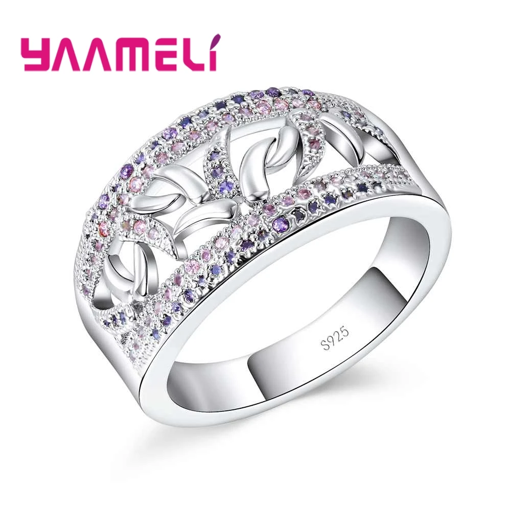 Exquisitely Beautiful Purple And Pink Crystal Stone Geometric Ring Party Engagement 925 Sterling Silver For Women Gift | Украшения и