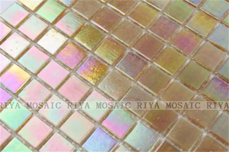 Бесплатная доставка рия 15 мм brownyellow Переливчатость стеклянная мозаика кухне пол в ванной комнате внешние стены раковина 20 шт./лот