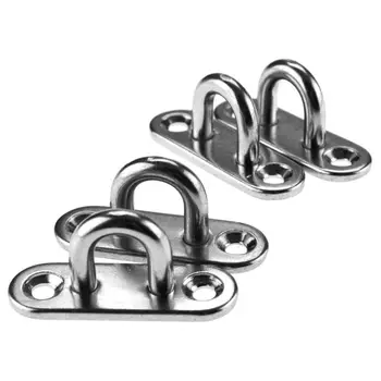 

4pcs 5mm 304 Stainless Steel Oblong Pad Eye Plate Staple Ring Hook