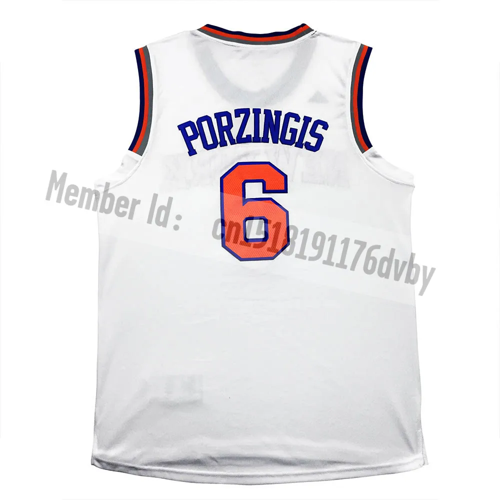 Дешевые #6 Кристап Porzingis баскетбол Джерси продаж Высокое качество Кармело Энтони