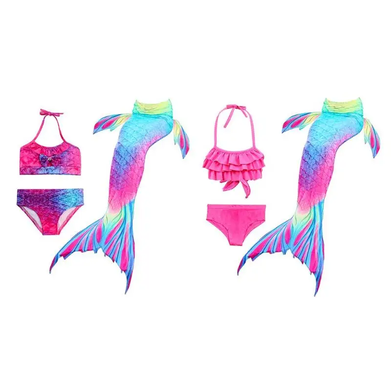 

Girls Gradient Color Fish Tails Swimsuit Bikini Sets Beach Cosplay Costume