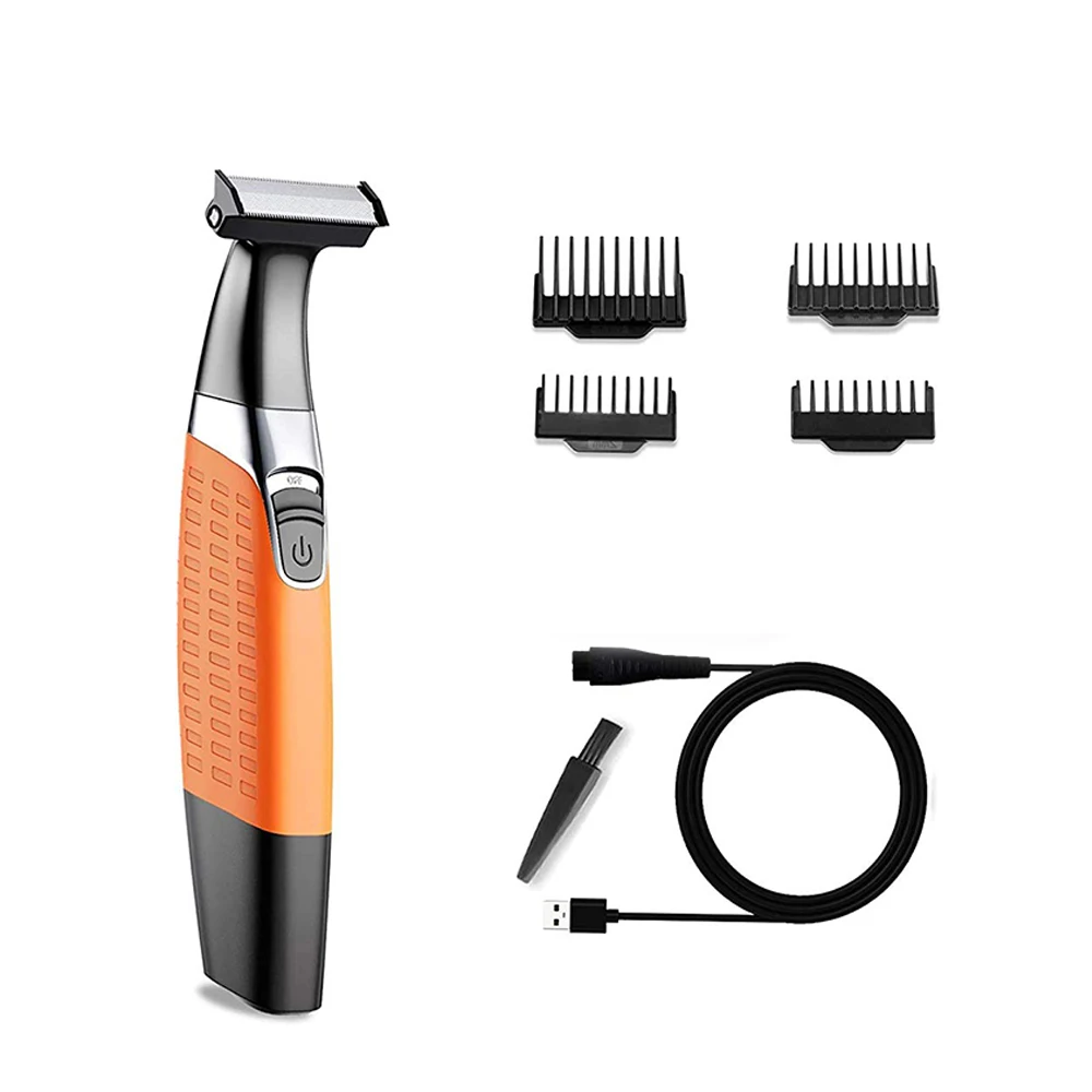 

Electric Shavers Men Waterproof Beard Grooming kit with 4 Guide Combs USB Rechargeable Body Groomer and Hair Remover for Eyebrow