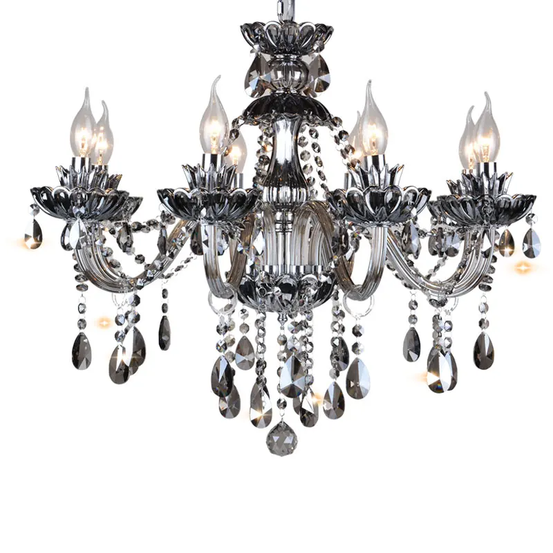 European dark crystal chandelier living room bedroom hotel study led crystal lamp restaurant candle creative lamp chandelier