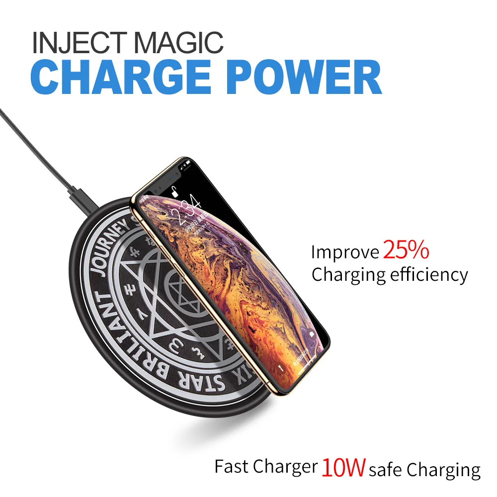 10W Qi Wireless Charger Magic Circle Wireless Fast Charging Pad for