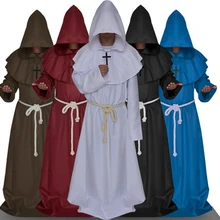 Мужские размеры s и m onk привычки халат с поперечным маскарадный костюм монахом Хэллоуин религиозные s m L XL 2XL