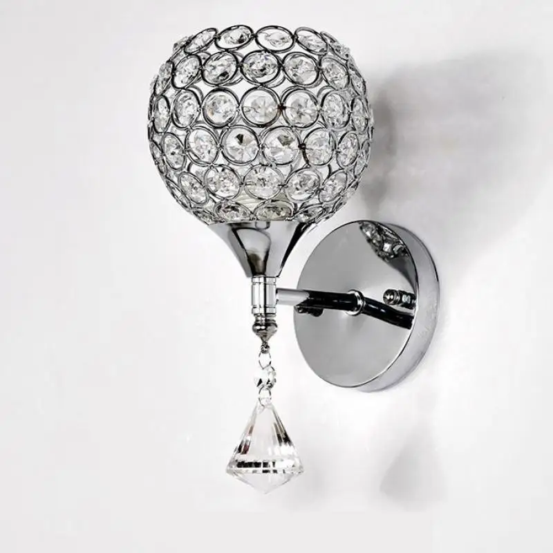 

Modern Single Head Crystal Wall Lamp Creative Individuality Restaurant Hallway Lamp Romantic Bedroom Bedside Led Wall Light