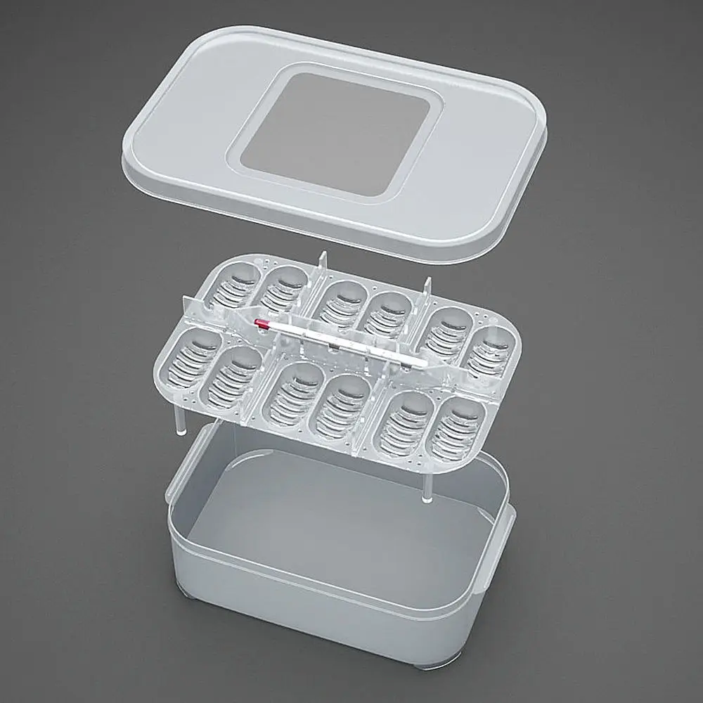 12 Grids Reptile Egg Incubation Tray Plastic Eggs Hatcher Box Lizard Gecko Snake Case with Thermometer Amphibians Tools