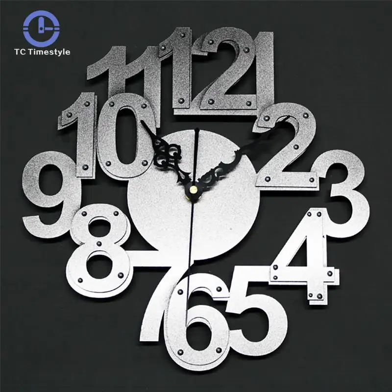 

Wall Clock Living Room Decoration Fashion Creative 3d Stereoscopic Digital Wall Clock Mute Imitation Metal Rivets Mute Watch