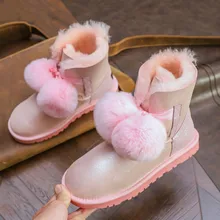 Шерстяные меховые ботинки для девочек; милые детские ботинки; детская обувь для родителей; Розовая обувь принцессы; теплые зимние ботинки; Botas Botte Enfant Fille