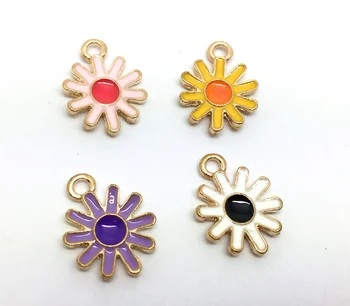 

50pcs Charm enamel sunflower pendant 13*17mm Handmade children day Jewelry Making earrings bracelet necklace keychain DIY