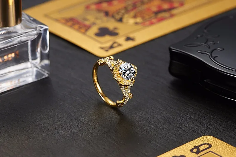 Ювелирные изделия moissantes обручальные кольца для женщин покер 18 К золото алмаз сторона 1.0ct Сертифицированный vvs1