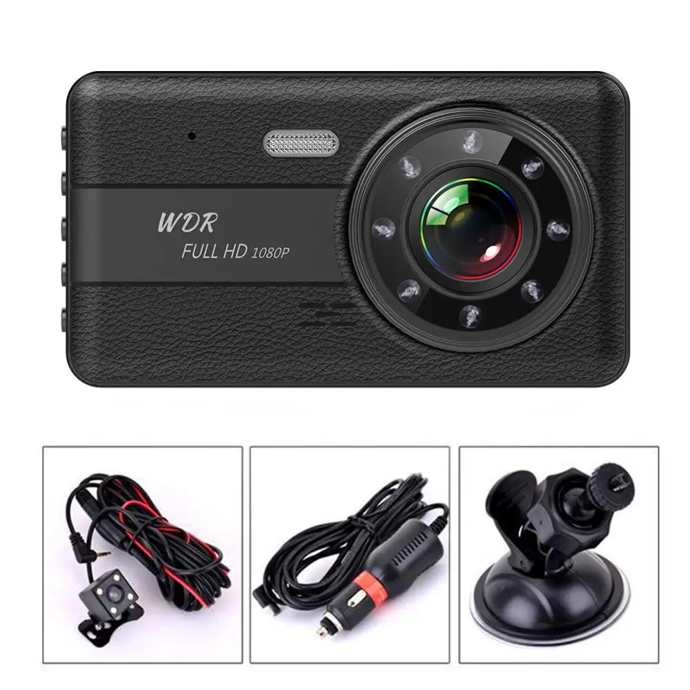4 &quotIPS двойной объектив Автомобильный видеорегистратор FHD 1080P 170 градусов