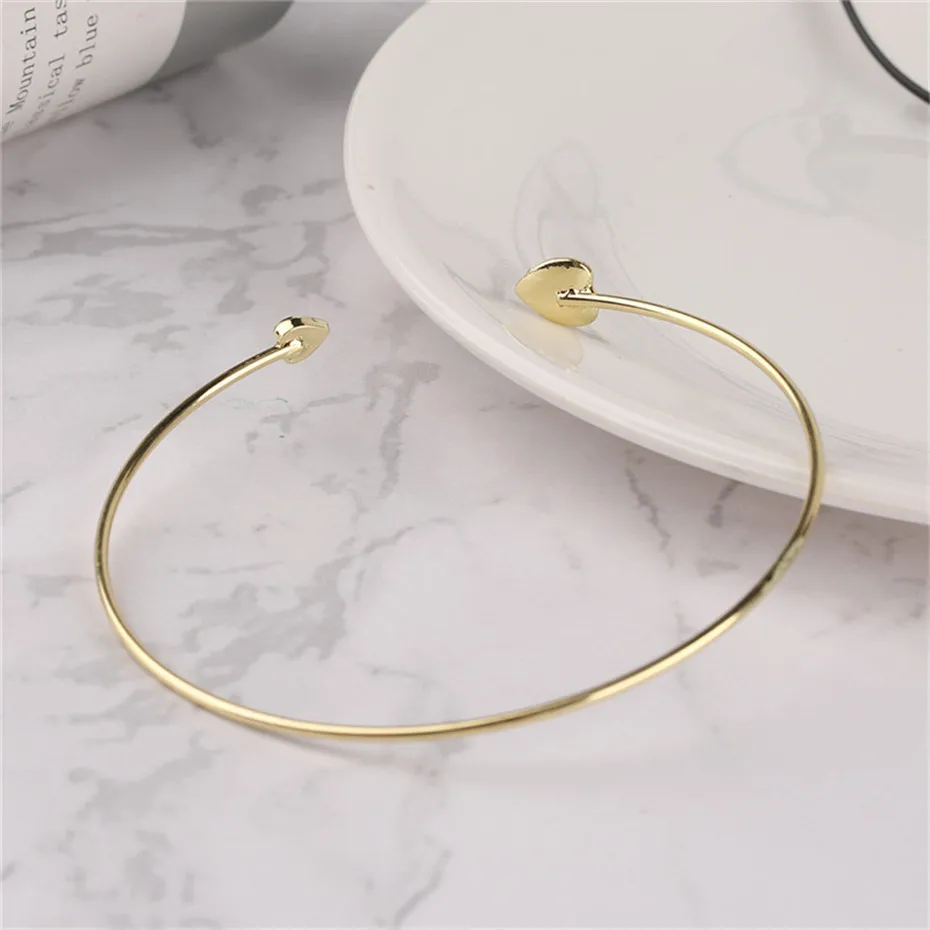 Exquisite Stylish Charms Gold Silver Crystal Heart Lady Bracelet Half-open Alloy Bangles Womens Fashion Jewelry  (21)