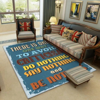 

Modern American Large Carpet Retro Inspirational Slogan Living Room Area Rug Bedroom Bedside Floor Mat Kitchen Anti-Slip Doormat