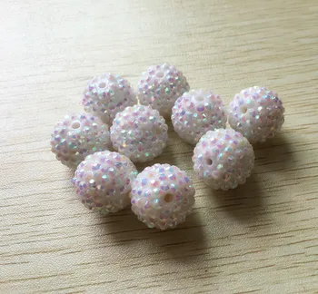 

20MM white color 100pcs/lot Chunky Resin AB Rhinestone Beads ,Chunky Beads for Chunky Kid Necklace Jewelry