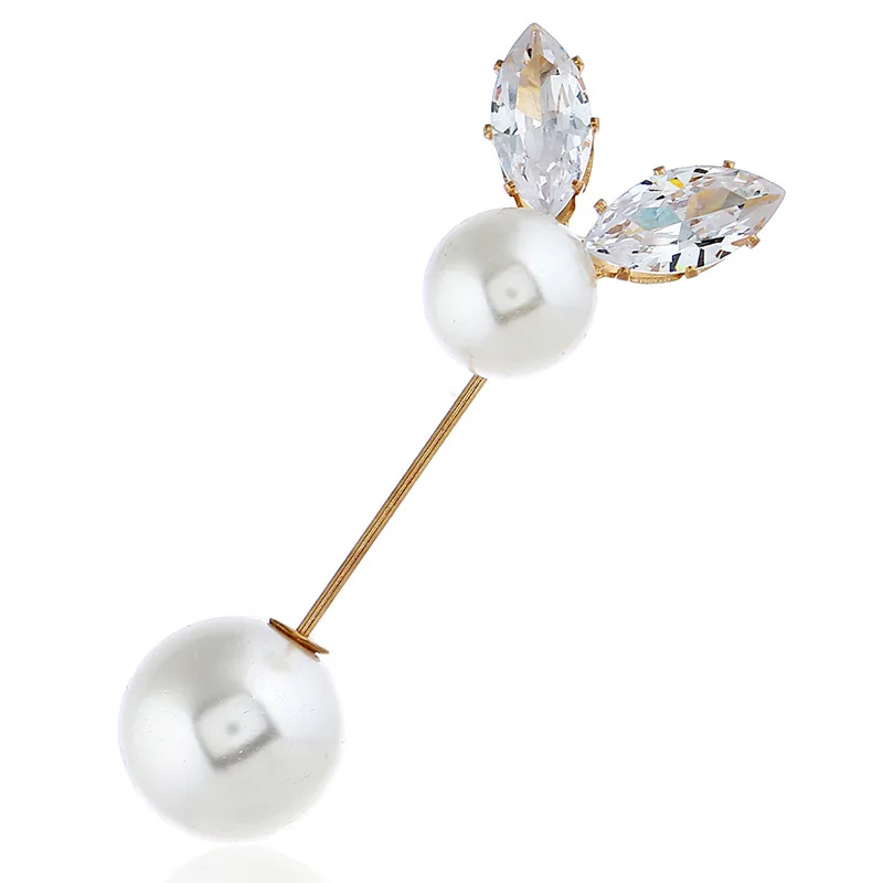 Fashionable Charm Brooches Imitation Pearl Stick Lapel Pin Scarf  Collar Safety Pin Brooch Sweater Party Jewelry