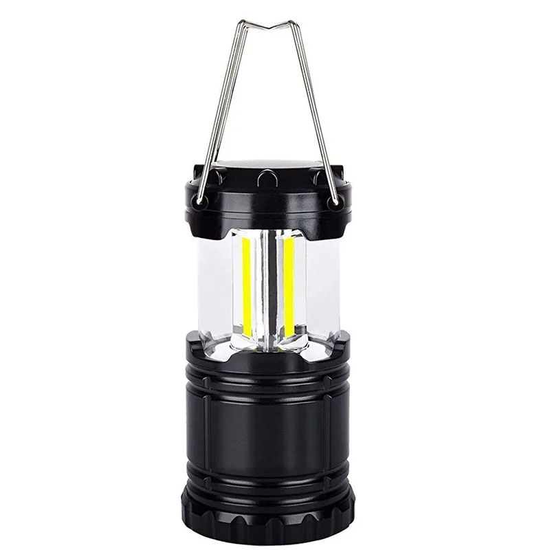 Портативный COB светодиодный светильник для кемпинга с батареей АА, складной походный фонарь, светильник для палатки, уличный походный фонарь с крюком