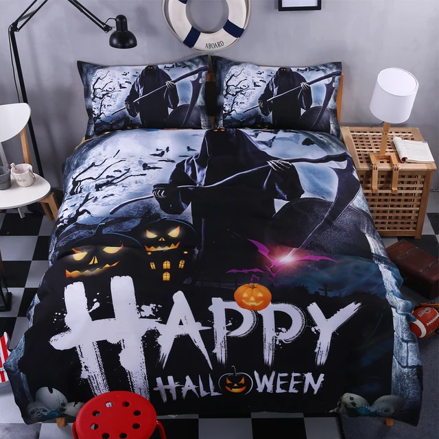 happy halloween bedding set kids queen king twin pumpkin lamp zombie black comforter duvet quilt cover