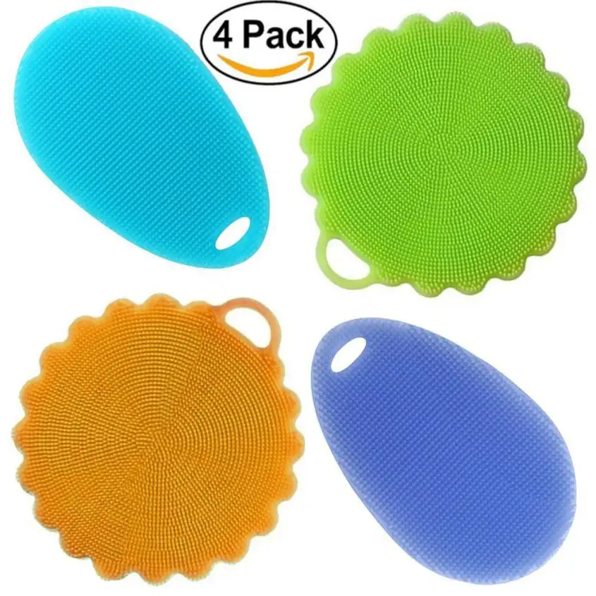 New Qualified 4pcs Creative Better Sponge Cleaning Dishwashing Silicon