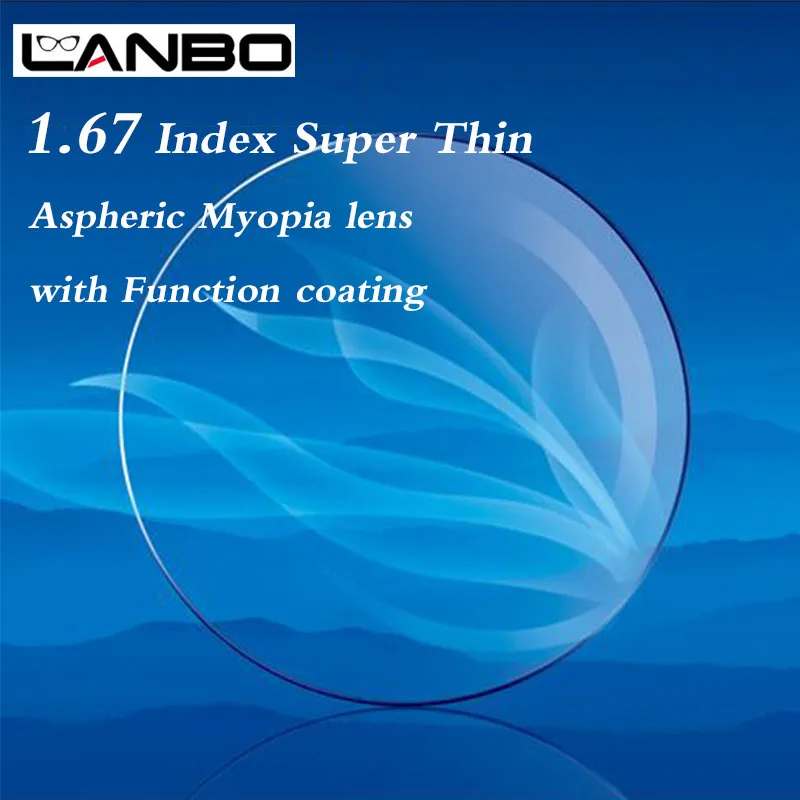 

1.67 Index Top Quality Aspherical Prescription Optical Myopia Lens Glasses Lens For Eyewear Spectacles & 6 Function Coating L167