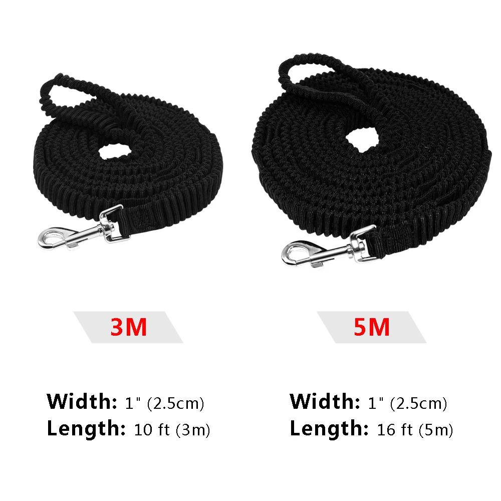 Nylon Dog Tracking Lead Elastic Pet Long Leash Non-slip Strap Bungee Leashes With Handle For Large Dogs Training Walking 3m 5m