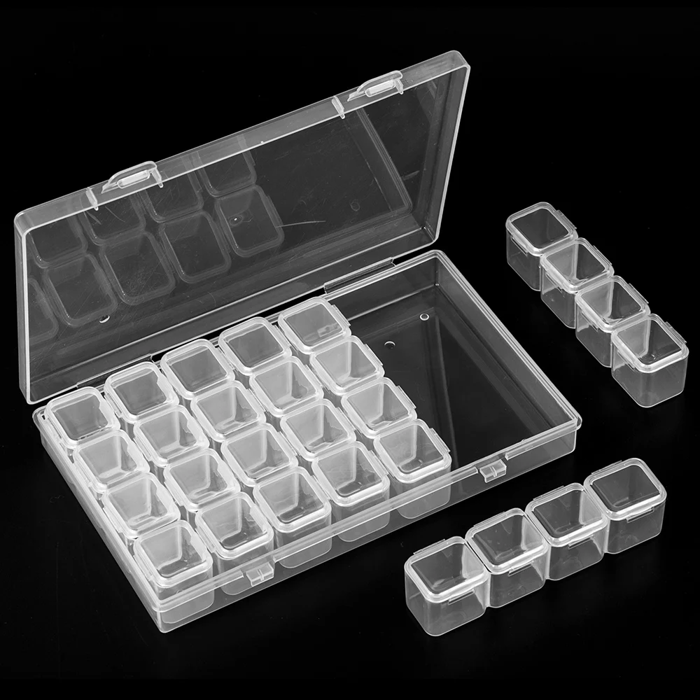 

28/56 Lattices Daimond-painting full drill Embroidery Accessories Box Cross Stitch Cases Organizer diamant painting Storage