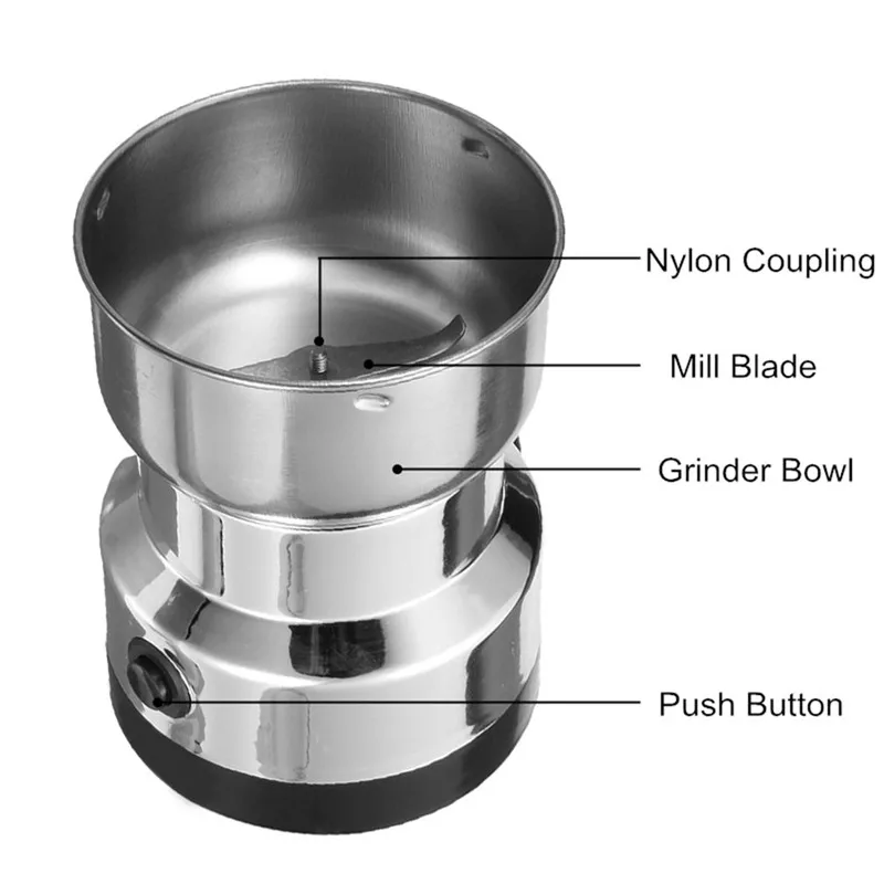 Electric Stainless Steel Coffee Bean Grinder Home Grinding Milling Machine 220V EU Plug Coffee Accessories Kitchenware