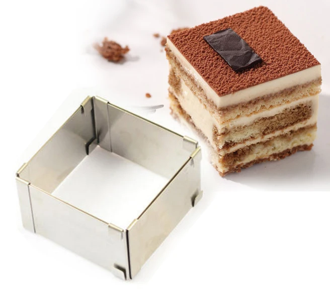 Stainless steel 8 15cm square shape telescopic Mousse Cake ring
