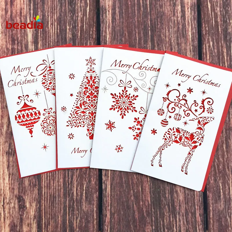 creative paper cutting merry christmas cards folding xmas