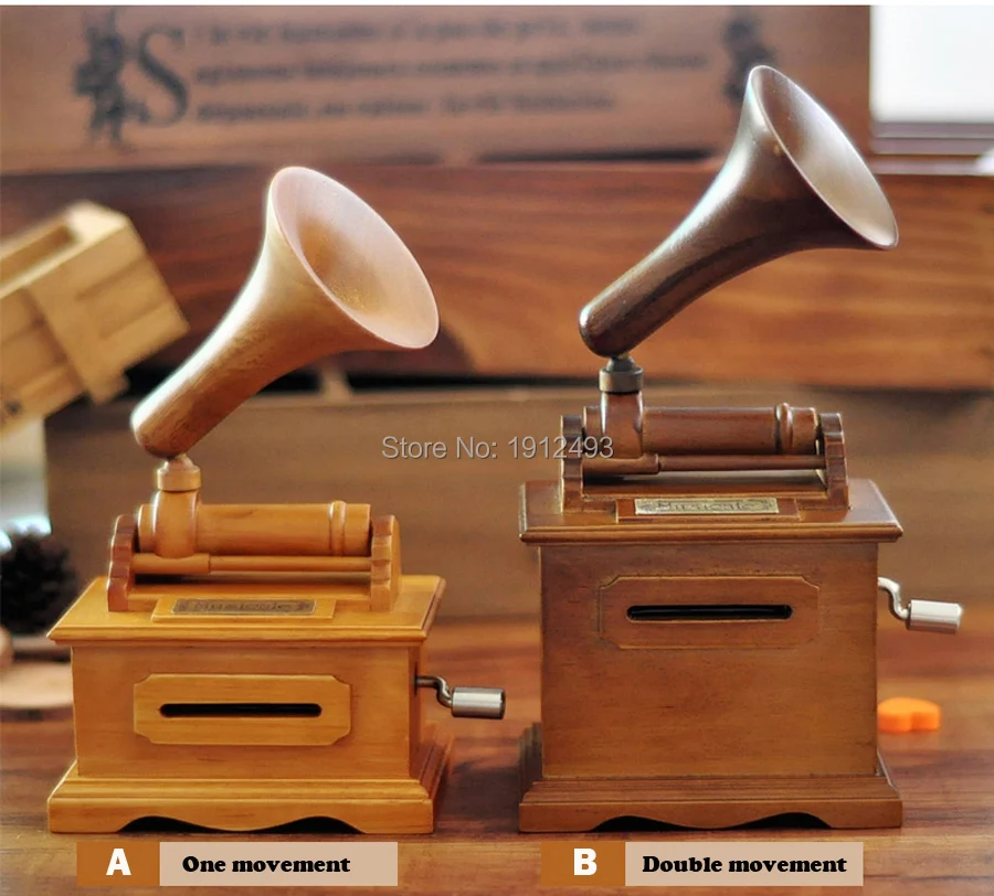 Wooden Phonograph DIY Hand-operated Type Music box (5).jpg