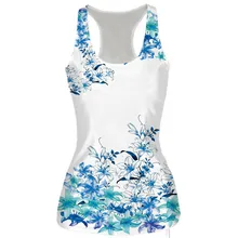 CHAMSGEND, женский 3D принт, без рукавов, круглый вырез, свободный беговой жилет для йоги, Мягкий Топ для фитнеса, впитывающий пот, дышащая Спортивная футболка