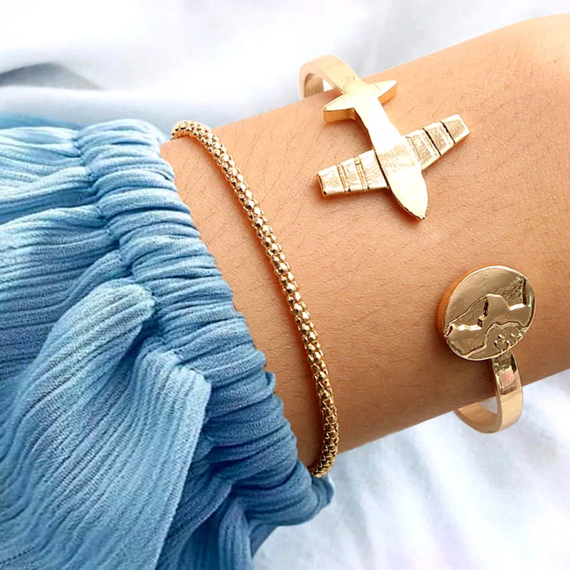 

2 Pcs/set Women's Boho Bracelet Airplane Jewelry Accessories Pulseira Bijoux Femme Charm Couple Bracelet