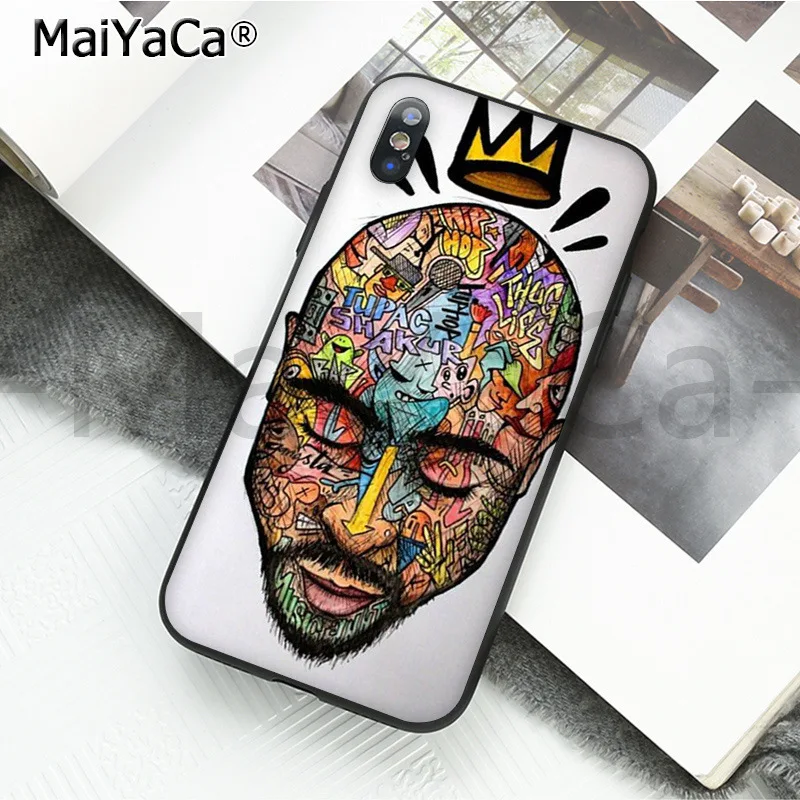 MaiYaCa High Quality Classic Phone Accessories 2Pac Tupac Shakur for Apple iPhone 8 7 6 6S Plus X XS MAX 5 5S SE XR Cellphones