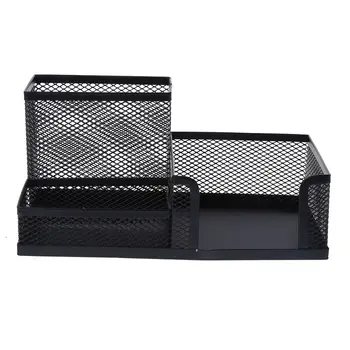 

Metal mesh Office Desktop Organizer Pen Pencil Box Stationery Holder Case Black