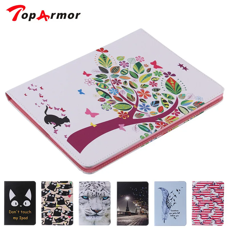 

TopArmor High Quality Leahter Case Pattern Painting Cover Flip PU +TPU Protection Cover Stand Shell For Apple iPad 4/3/2 Tablet