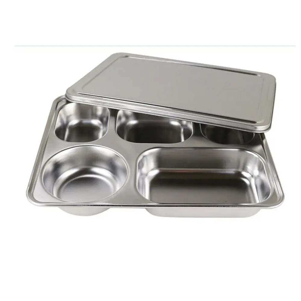 Free Shipping Stainless Steel Bento Box, Divided Dinner Trays With