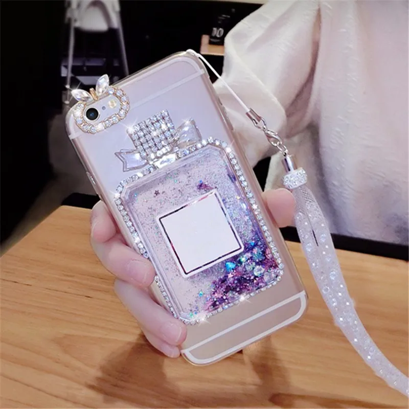 

For Samsung J3 J5 J7 2016 2017 Prime Pro J4 J6 Plus Bling Diamond Liquid sand bottle Quick-sand soft phone case Back Cover