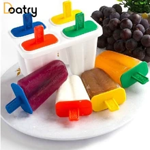 4 отверстия замороженное Мороженое Поп-форма пищевого качества пластик эскимо производитель леденец плесень лоток сковорода кухонные инструменты для мороженого