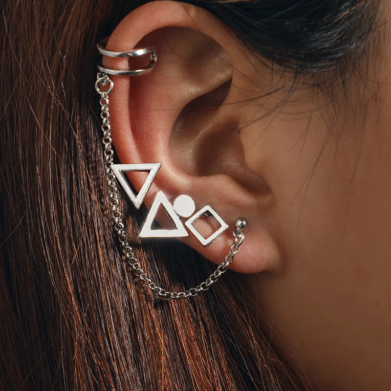 

Ubuhle Bohemia 4Pcs Geometric Stud Earrings Set Trend Personality Silver Triangle Ear Studs Brincos Birthday Women Jewelry Gift