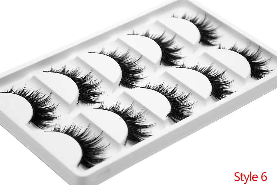 Kimcci 5 Pairs 6 Style Mink Lashes 3D Mink Eyelash Handmade Reusable Natural Faux Eyelashes Cruelty free False Lashes Cilia