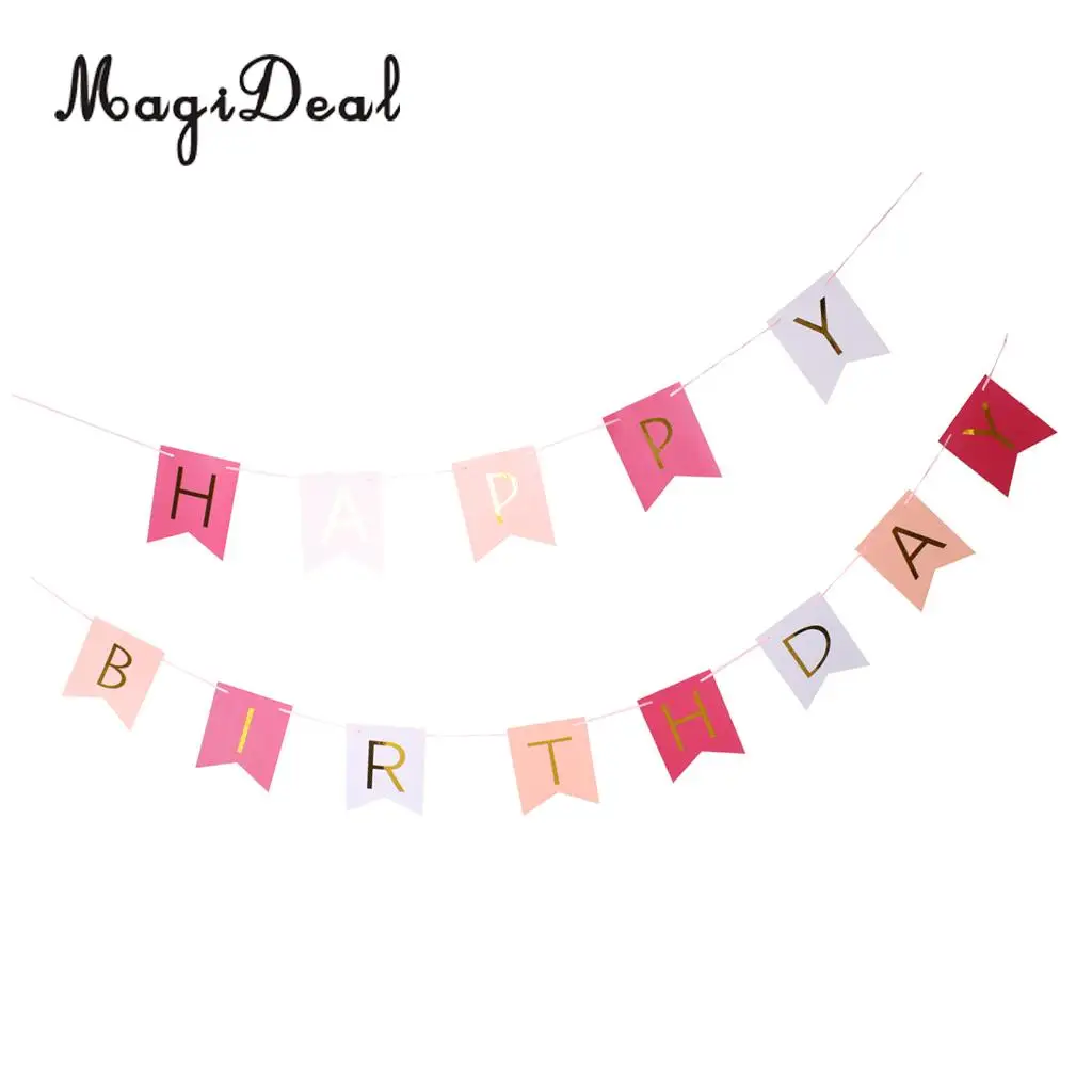 MagiDeal Happy Birthday Letters Pennant Bunting Banner Garland Sign Hanging Decoration Photo Prop