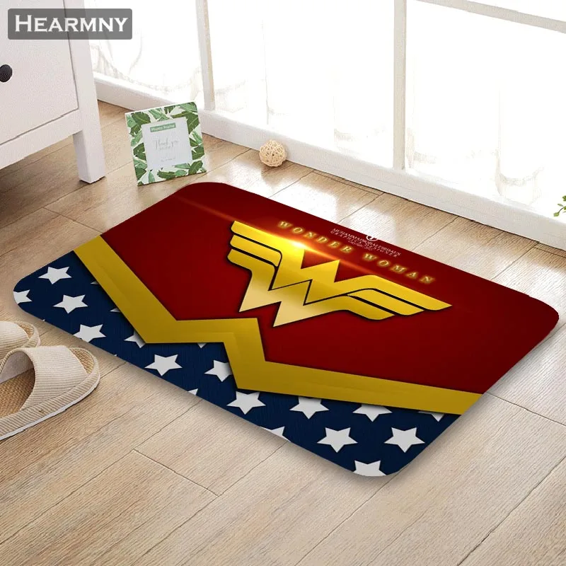 

HEARMNY New Doormat Wonder Woman Logo Anime Home Mat Machine Made Anti Slip Carpet Living Room/Hallway Bath Mat For Kids Gift