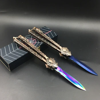 

Practice knife butterfly in knife training knife blade Karambit folding Knife gift trainer stainless steel + wooden gift box