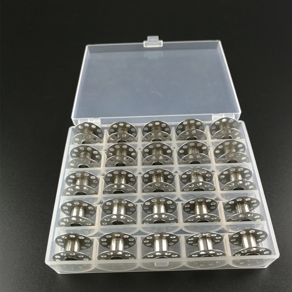 OurLeeme 25 ranuras transparente vacío bobinas bobinas caja casa máquina de coser cubierta de coser 