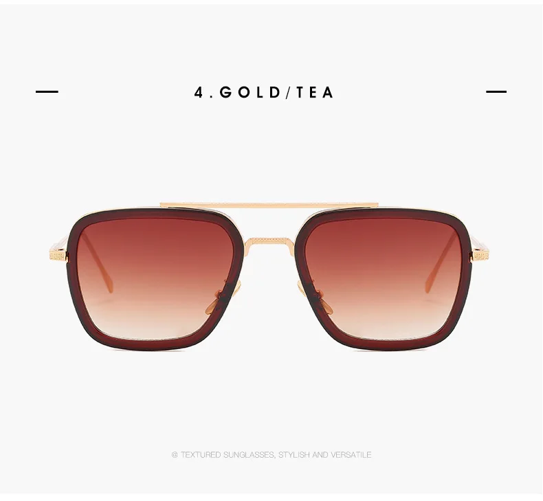Новая Мода Мстители UV400 Tony Stark стиль полета Солнцезащитные очки Мужские квадратные брендовые дизайнерские солнцезащитные очки Oculos De Sol ретро мужские